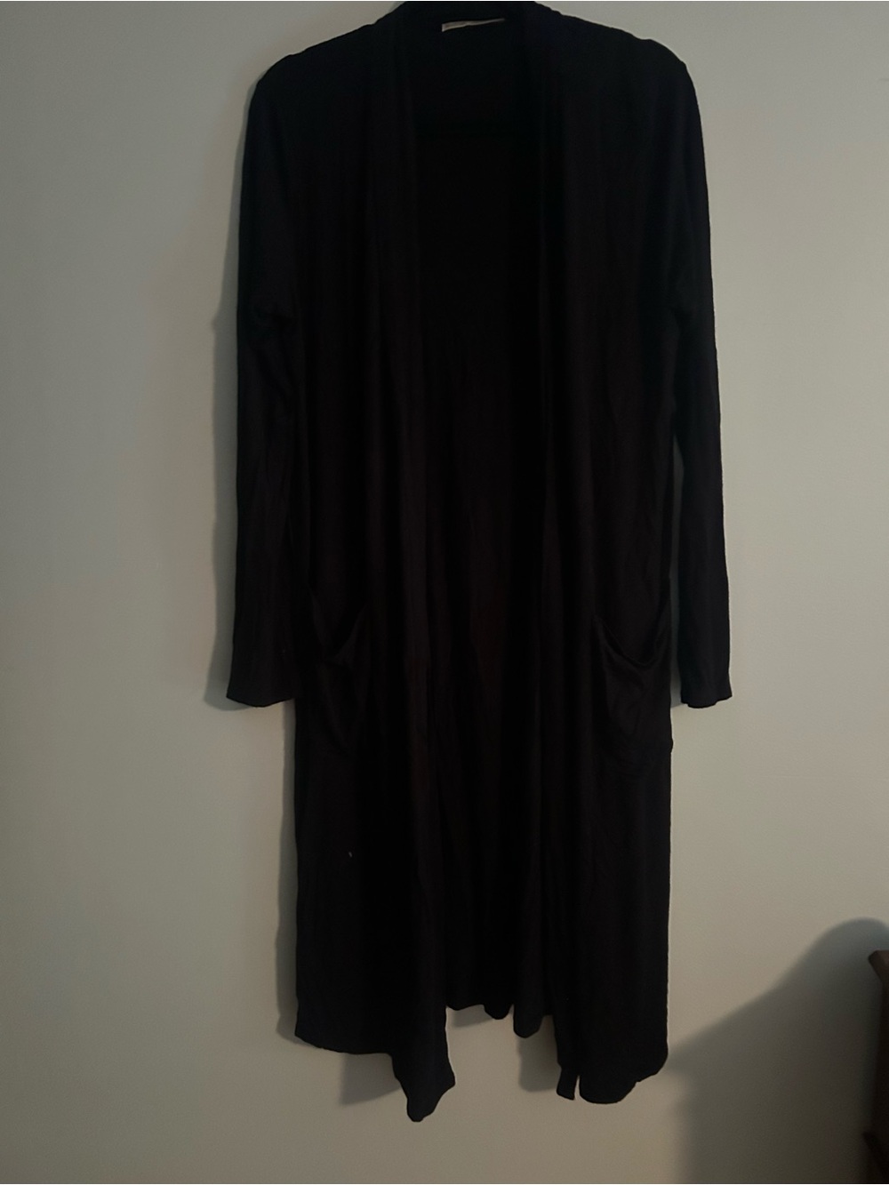 Active USA Black Long Open Front Duster Cardigan